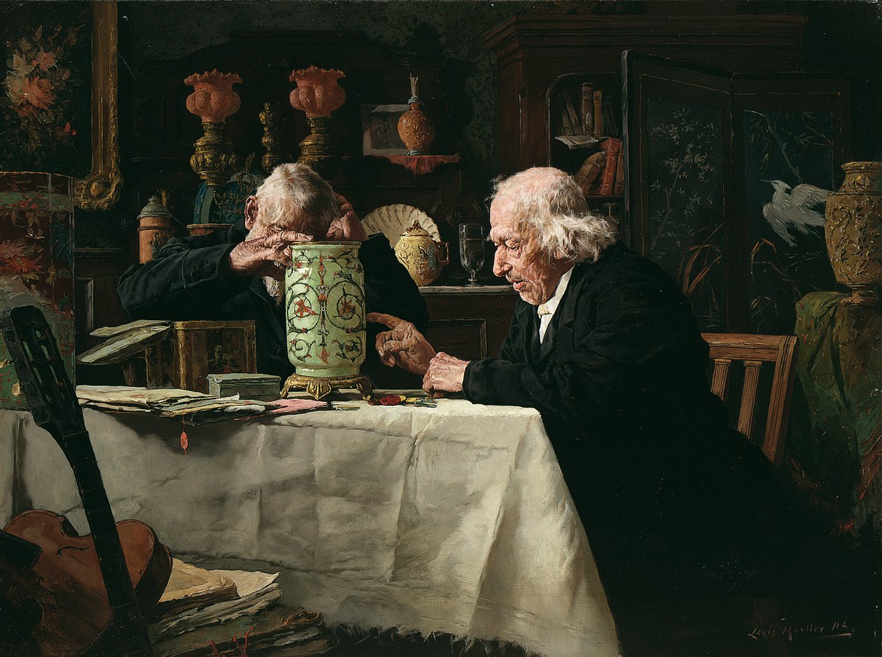 The Connoisseurs (olje på lerret) av Louis Charles Moeller