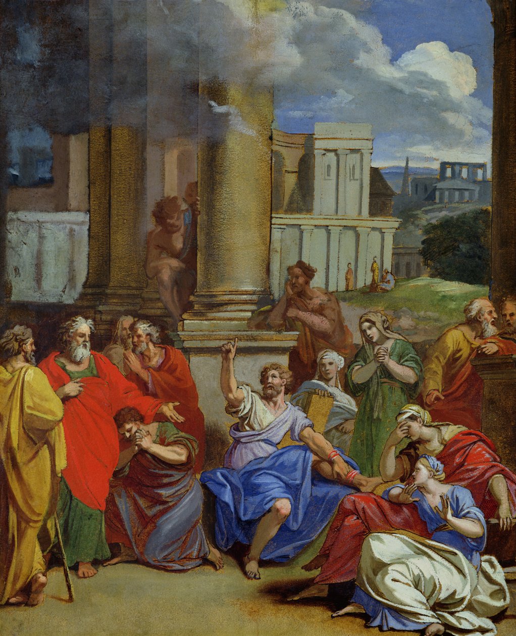 Profeten Agabus forutsier St. Pauls lidelse i Jerusalem (olje og pastell på papir) av Louis Cheron