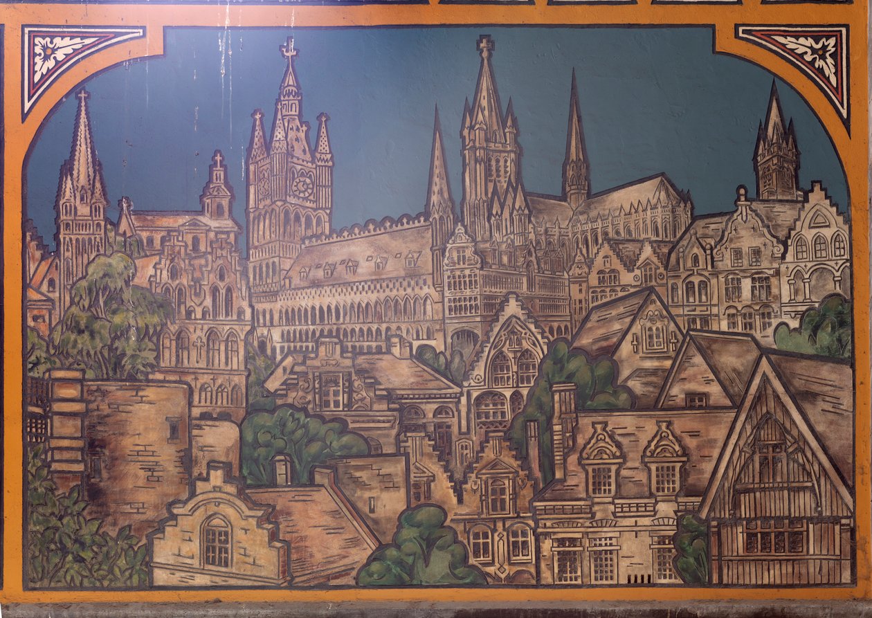 Jernbanestasjonsbygning (Sint-Pietersstation). Interiør. 1912. Entreen. av Louis Cloquet