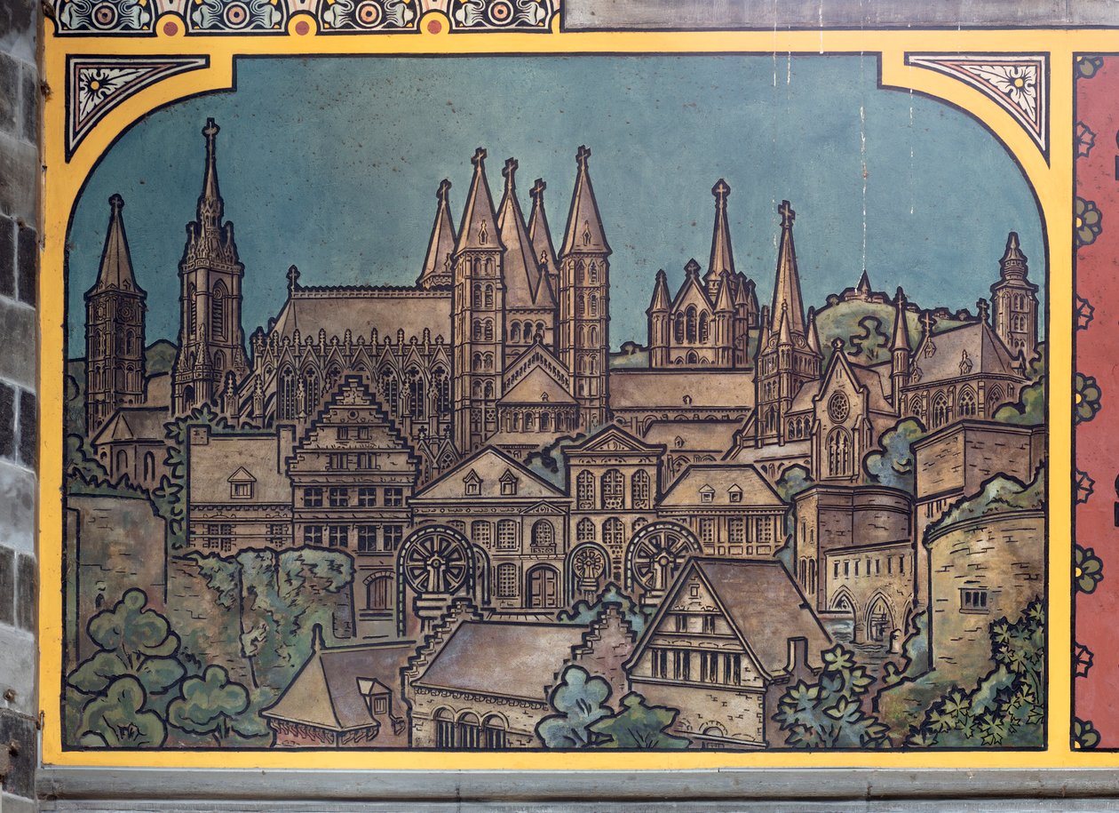 Jernbanestasjonsbygning (Sint-Pietersstation). Interiør. 1912. Entreen. av Louis Cloquet