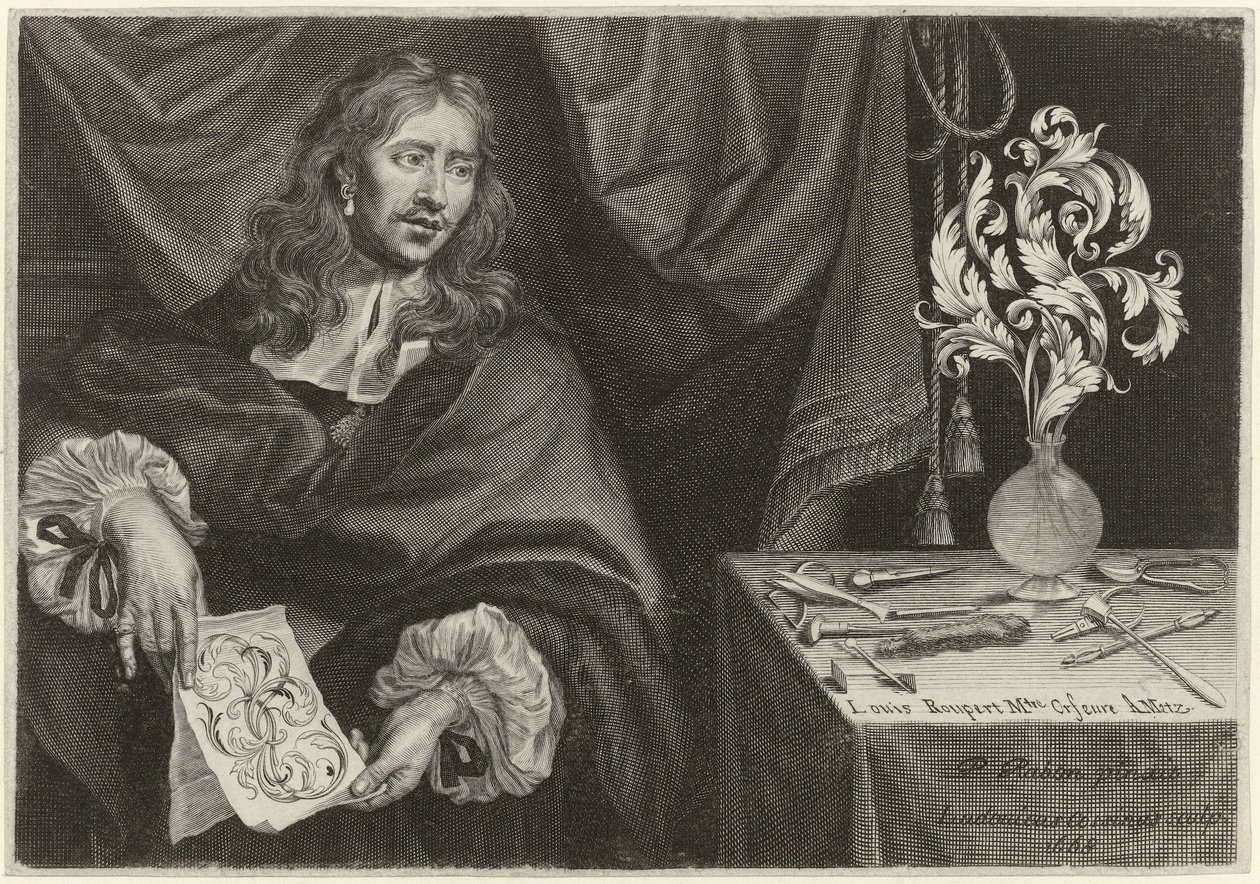 Titteltrykk med portrettet av Louis Roupert Ornamenter for gullsmeder (serietittel) av Louis Cossin