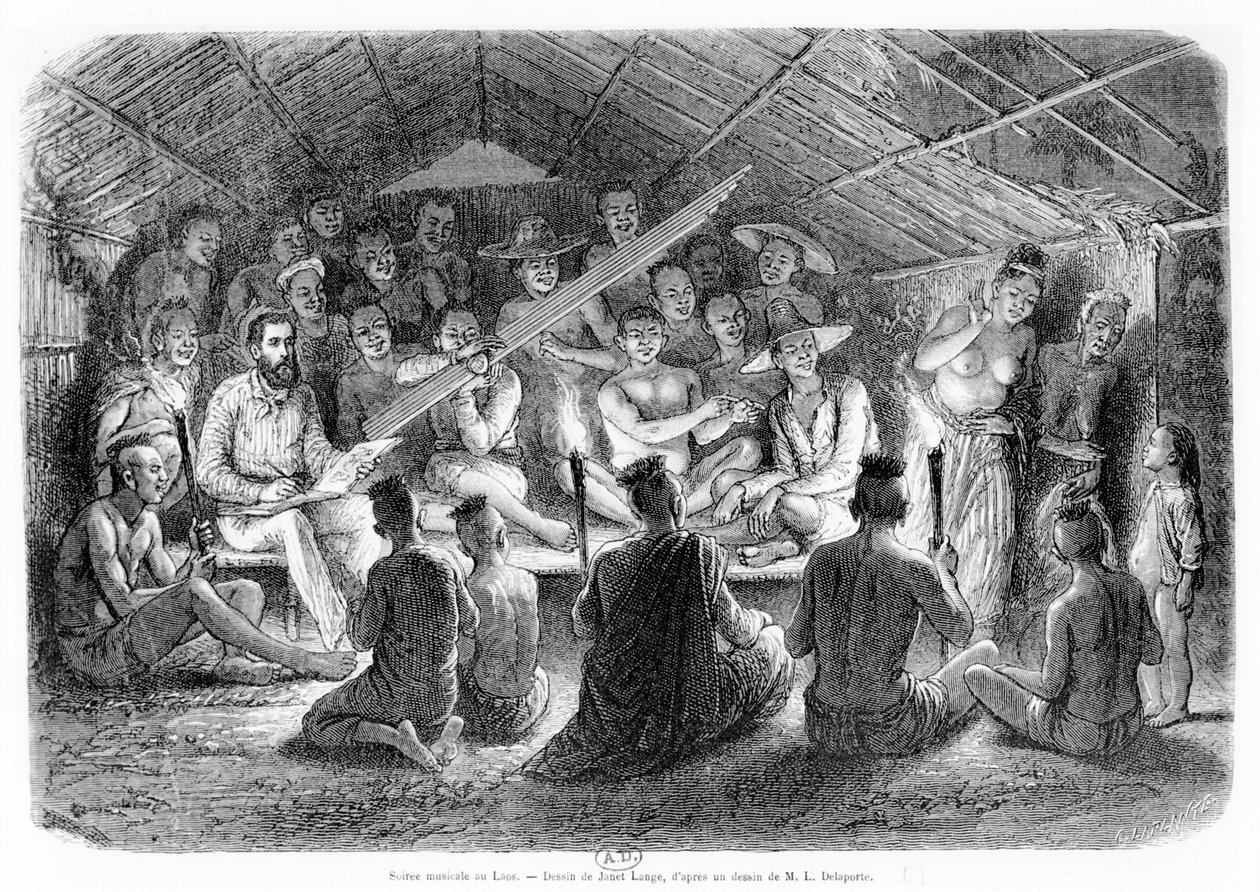 Musikalsk soaré i Laos, 1867 av Louis Delaporte