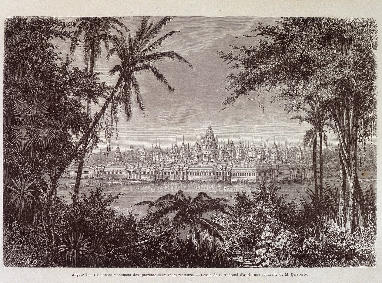 Utsikt over Angkor Thom rundt 1870 - i "" Voyage au Cambodia"" av Louis Delaporte, Paris av Louis Delaporte