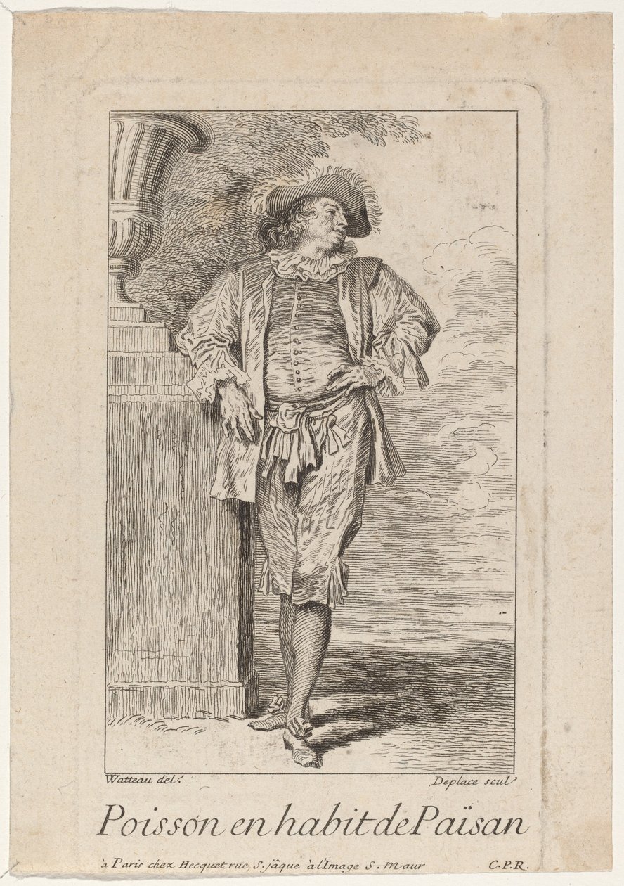 Fisk i Paisans kjole av Louis Deplaces after Antoine Watteau