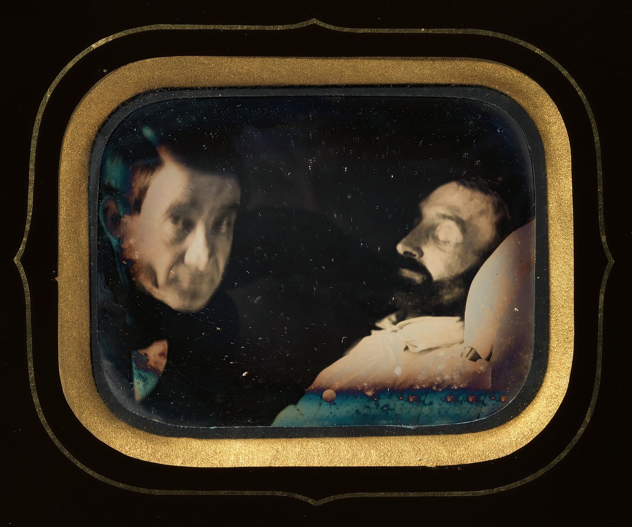 [Portrett av levende mann ved siden av død mann], ca. 1850. av Louis Dodero