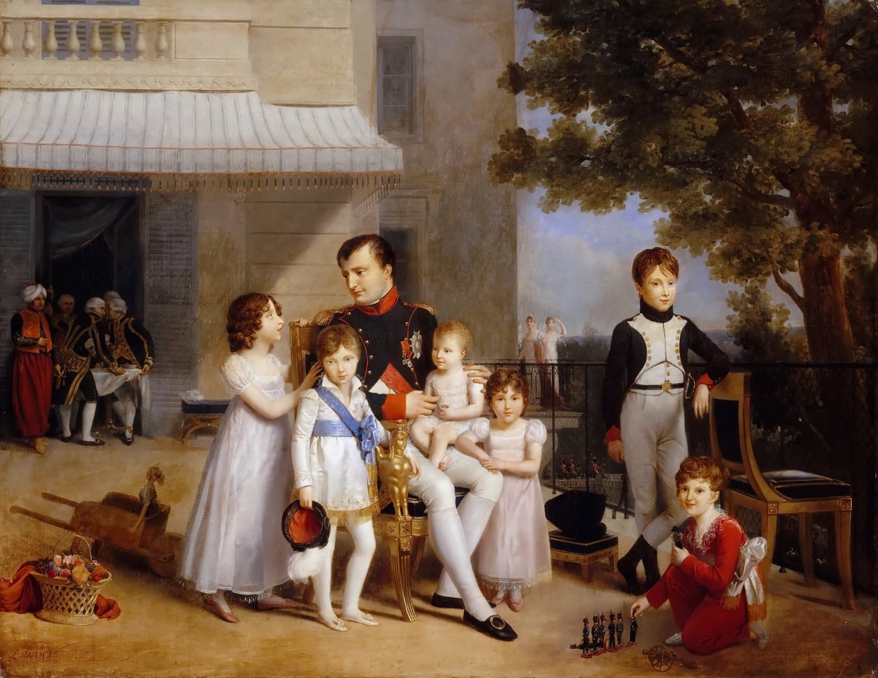 Keiser Napoleon I på terrassen til Château Saint-Cloud omgitt av barna sine av Louis Ducis