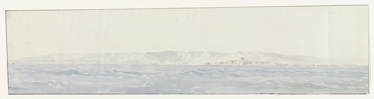 Utsikt over Crotone på kysten Utsikt over Crotone og kysten (tittel på objekt) Reiser i Italia, Sicilia og Malta - 1778 (serietittel) av Louis Ducros