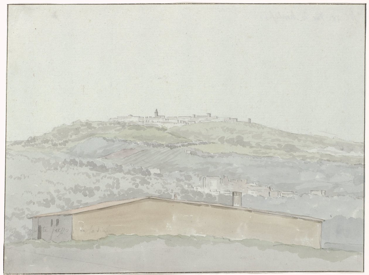Utsikt over Montefusco Utsikt over Montefusco (tittel på objekt) Reiser i Italia, Sicilia og Malta - 1778 (serietittel) av Louis Ducros