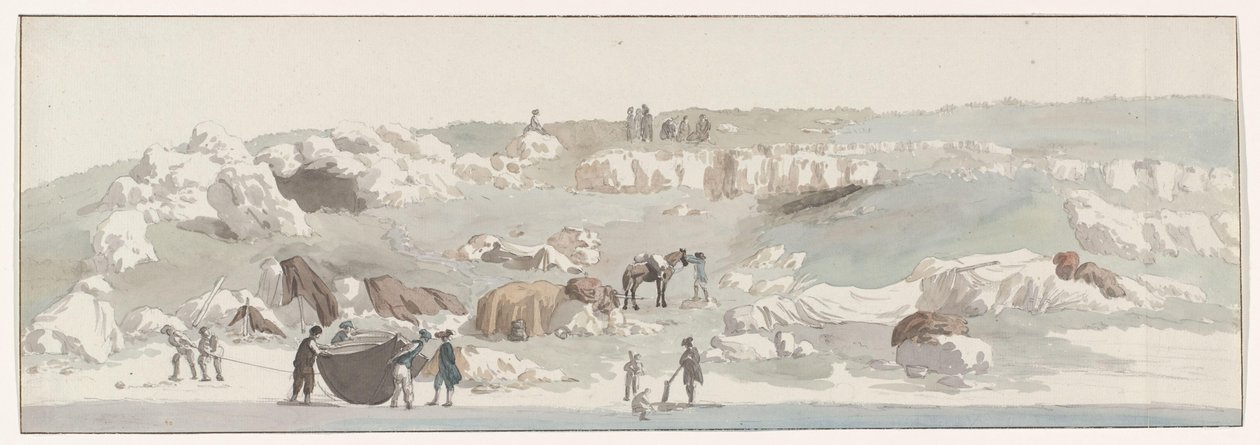 Utsikt over den lille havnen av Luogo Vivo på farruten San Vito Utsikt over den lille havnen Luogo Vivo sørøst for Cape San Vito tatt fra fartøyet (tittel på objektet) Reise til Italia, Sicilia og Malta - 1778 (serie tittel) av Louis Ducros
