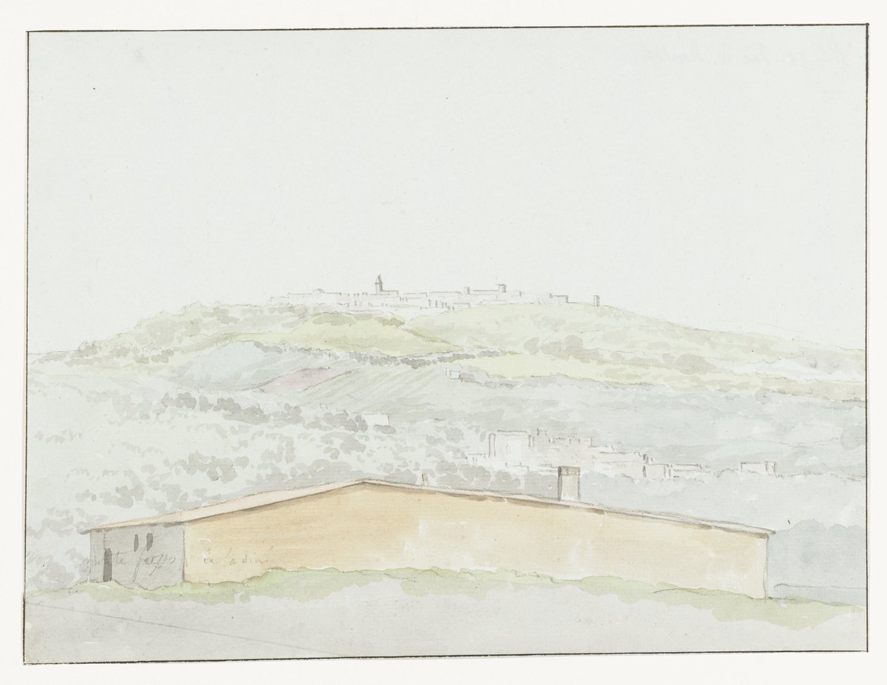 Klassiske zuil i tilfluktssted av Brindisi Gammel søyle på havnen i Brindisi (tittel på objekt) Reiser i Italia, Sicilia og Malta - 1778 (serietittel) av Louis Ducros