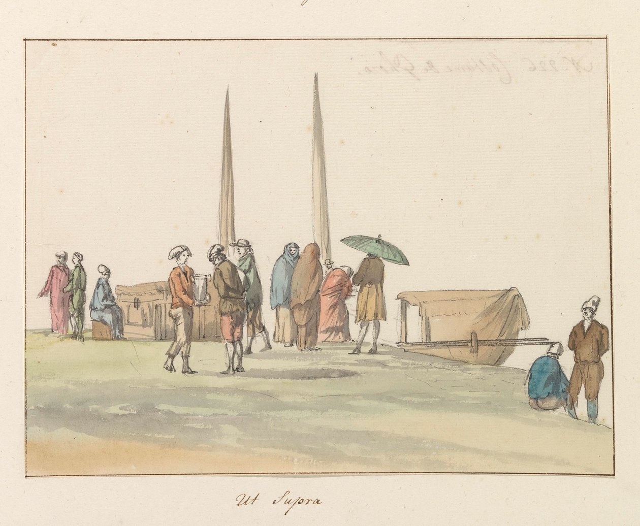 Tradisjonelle kostymer fra øya Gozo Costume de Ghozo (tittel på objekt) Voyage en Italy, og Sicile et à Malte - 1778 (serietittel) av Louis Ducros