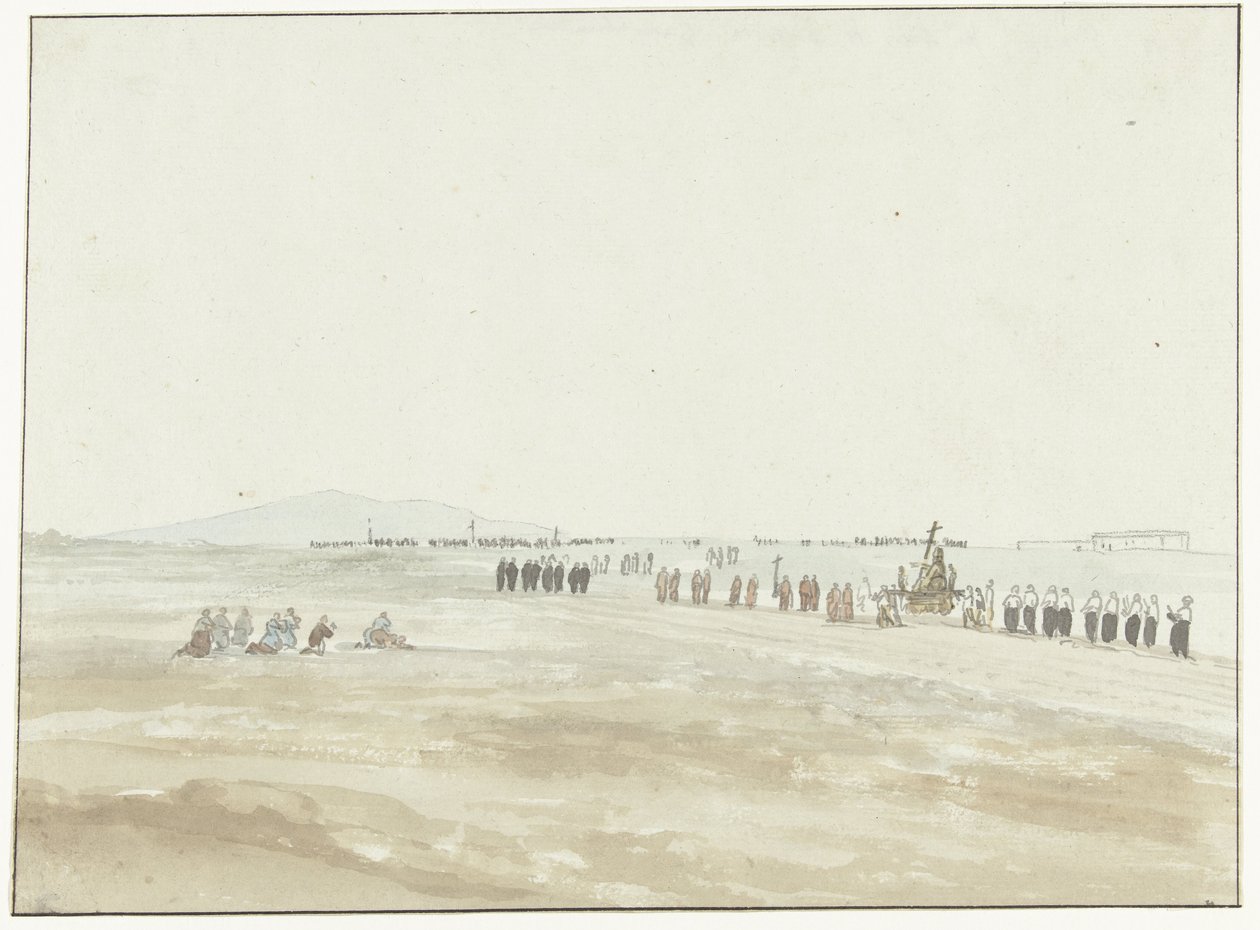 Prosess i omgivelsene av Cerignola Prosesjon som forlater Cerignola (tittel på objekt) Reiser i Italia, Sicilia og Malta - 1778 (serietittel) av Louis Ducros