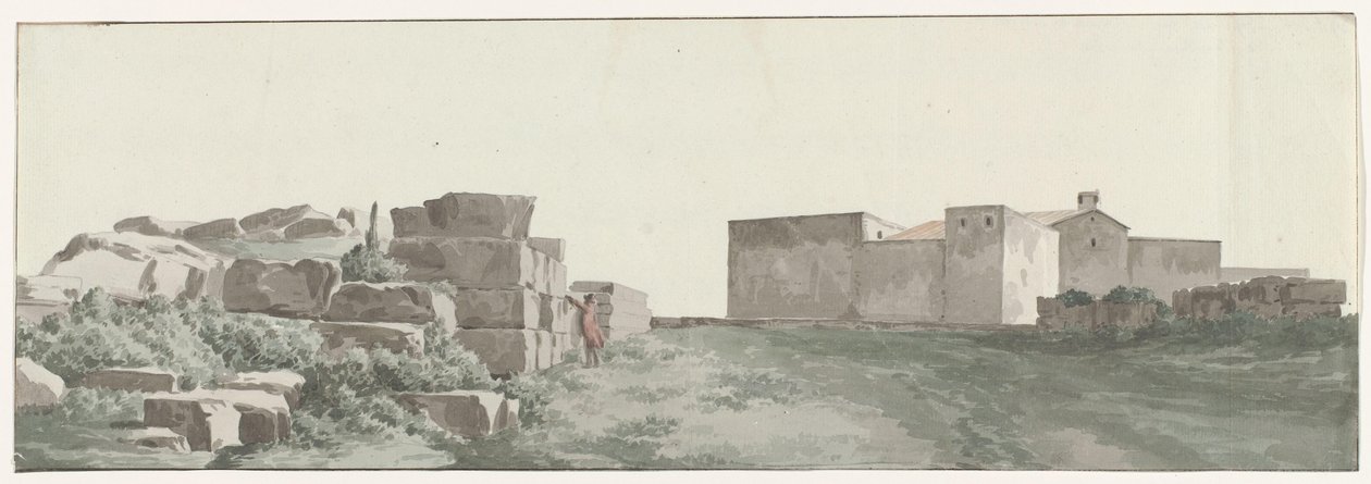 Profile van de binnenmuren en buitenmuren av de gamle stad Manduria Profil av de indre og ytre veggene til det gamle Manduria (tittel på objekt) Reiser i Italia, Sicilia og Malta - 1778 (serietittel) av Louis Ducros