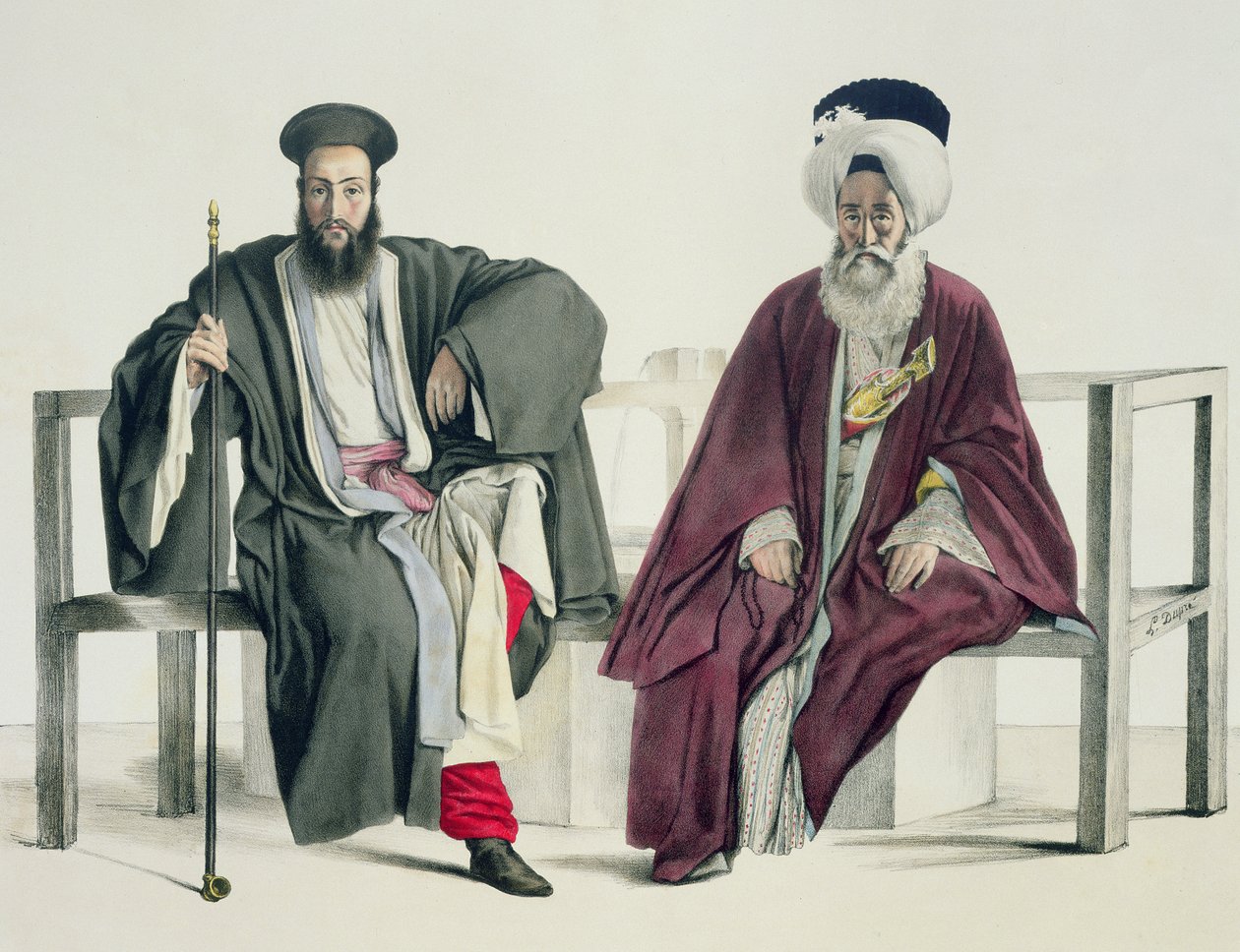En gresk prest og en tyrker, gravert av Thierry Brothers, 1825 av Louis Dupré