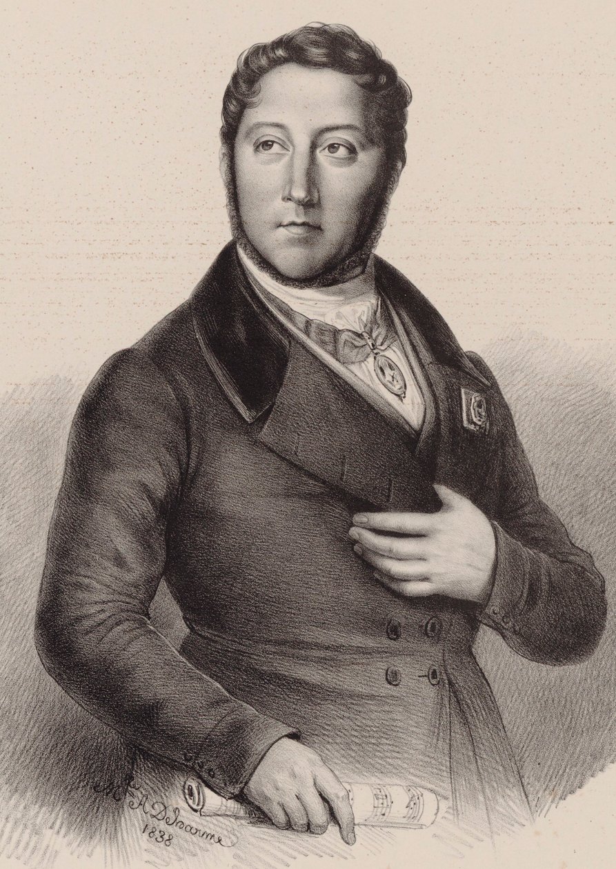 Portrett av komponisten Gioachino Antonio Rossini 1792-1868, 1838. av Louis Dupré