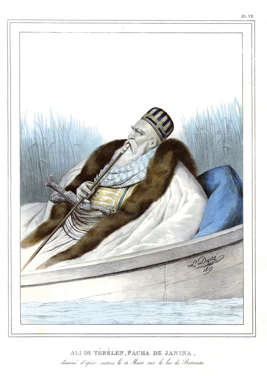 Ali av Tebelen (1741-1822), styrt av Janina, ved Butrintosjøen av Louis Dupré