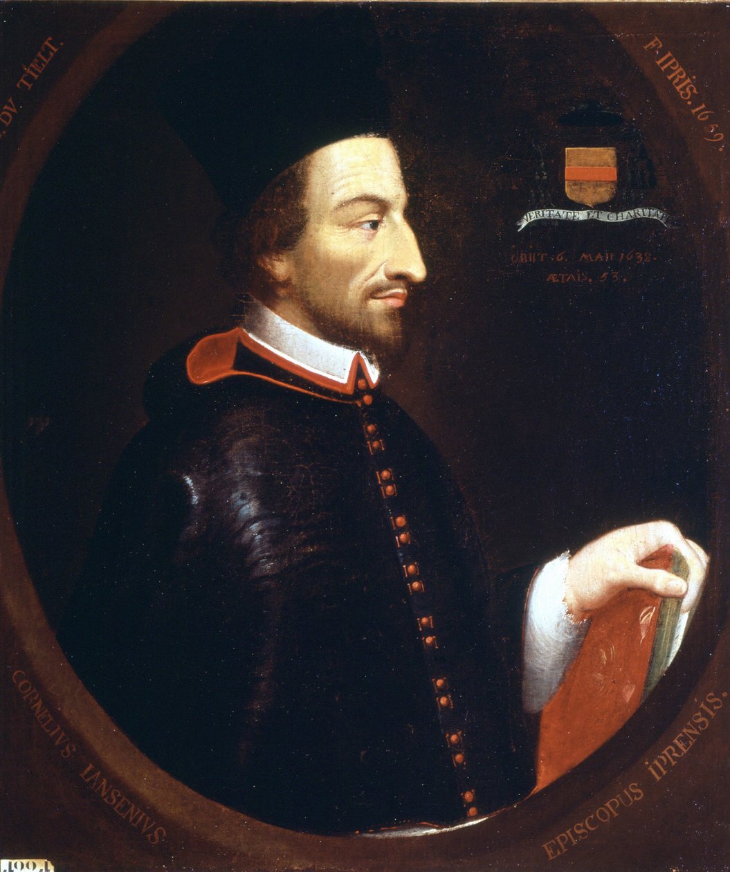 Portrett av Jansénius (1585 - 1638) av F. Ipris 1659. av Louis Dutielt