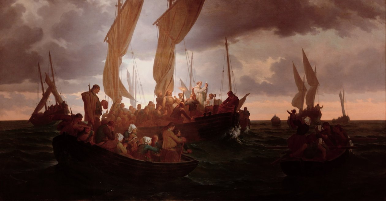 holdt messe til sjøs i 1793 av Louis Duveau