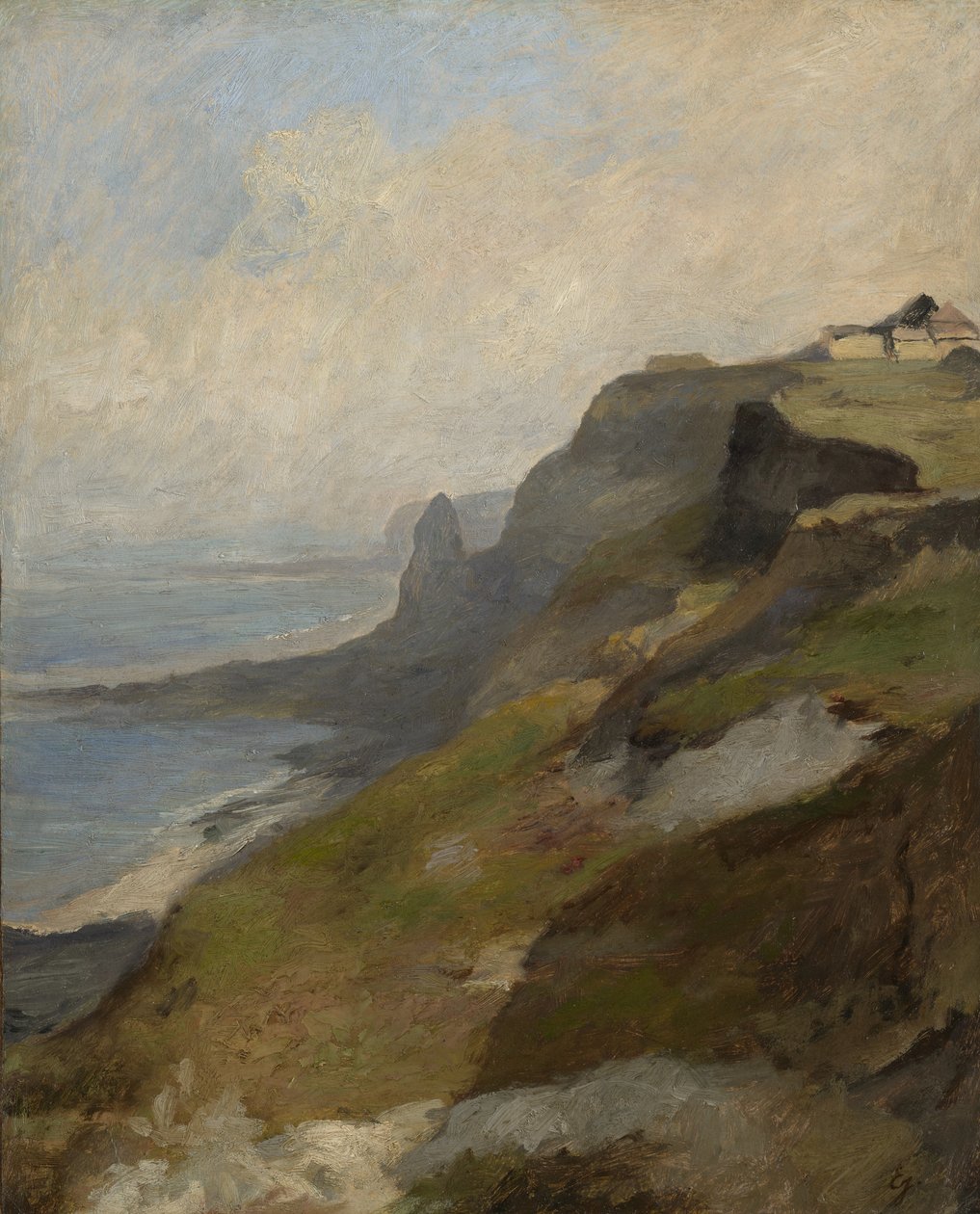 Cliffs of Normandy, ca. 1850 (olje på tremasseplate, montert på Masonite) av Louis Eugene Gabriel Isabey
