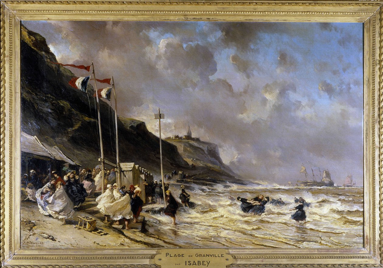 Granville Beach - olje på lerret, av Eugene Louis Gabriel Isabey (1803-1886) av Louis Eugene Gabriel Isabey