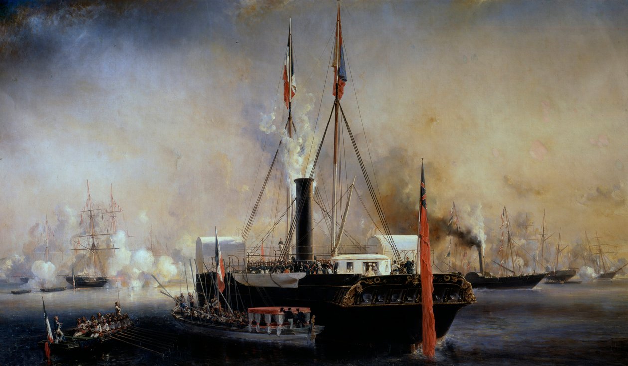 Kong Louis Philippe I og dronningen av franskmennene møter dronning Victoria og prins Albert som ankom Treporten 2. september av Louis Eugene Gabriel Isabey