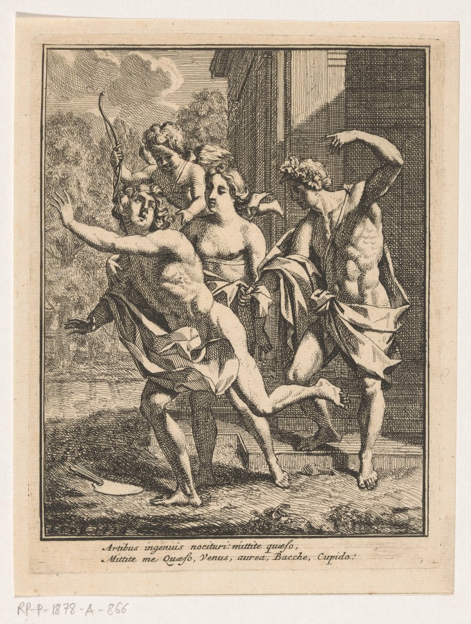 En ung mann flykter fra Bacchus, Venus og Amor av Louis Fabritius Dubourg
