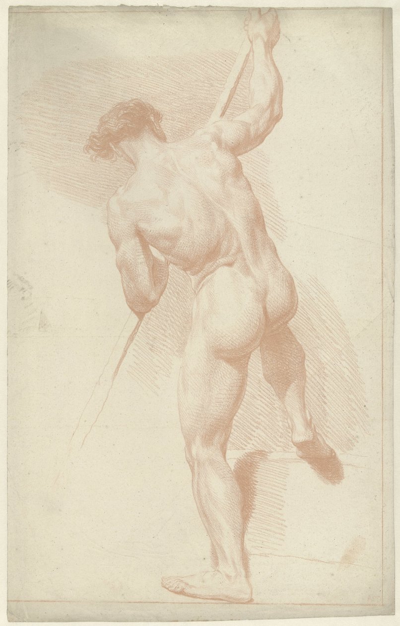 Naken mann, stående, sett bakfra av Louis Fabritius Dubourg