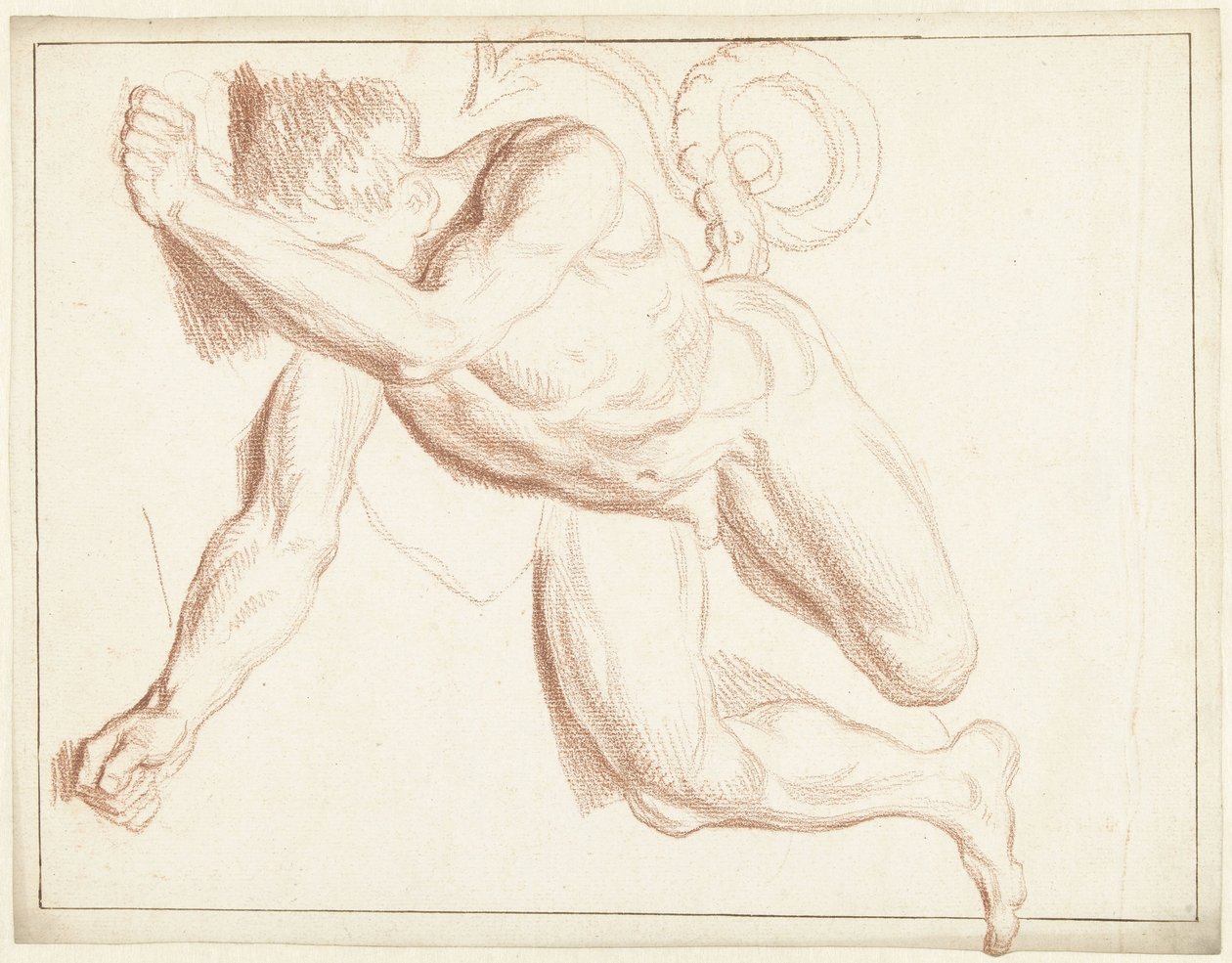 Studie av en naken mann som ligger på siden av Louis Fabritius Dubourg