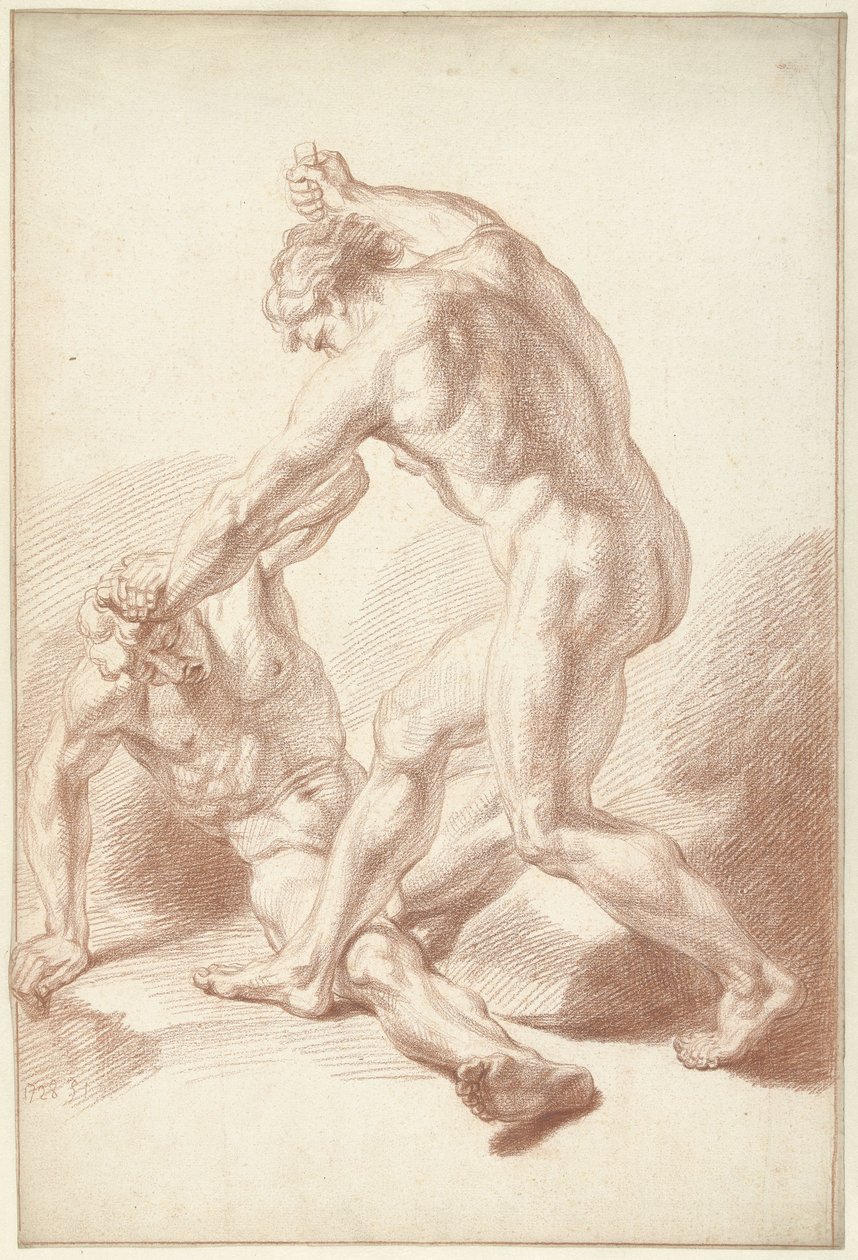 To nakne menn slåss av Louis Fabritius Dubourg