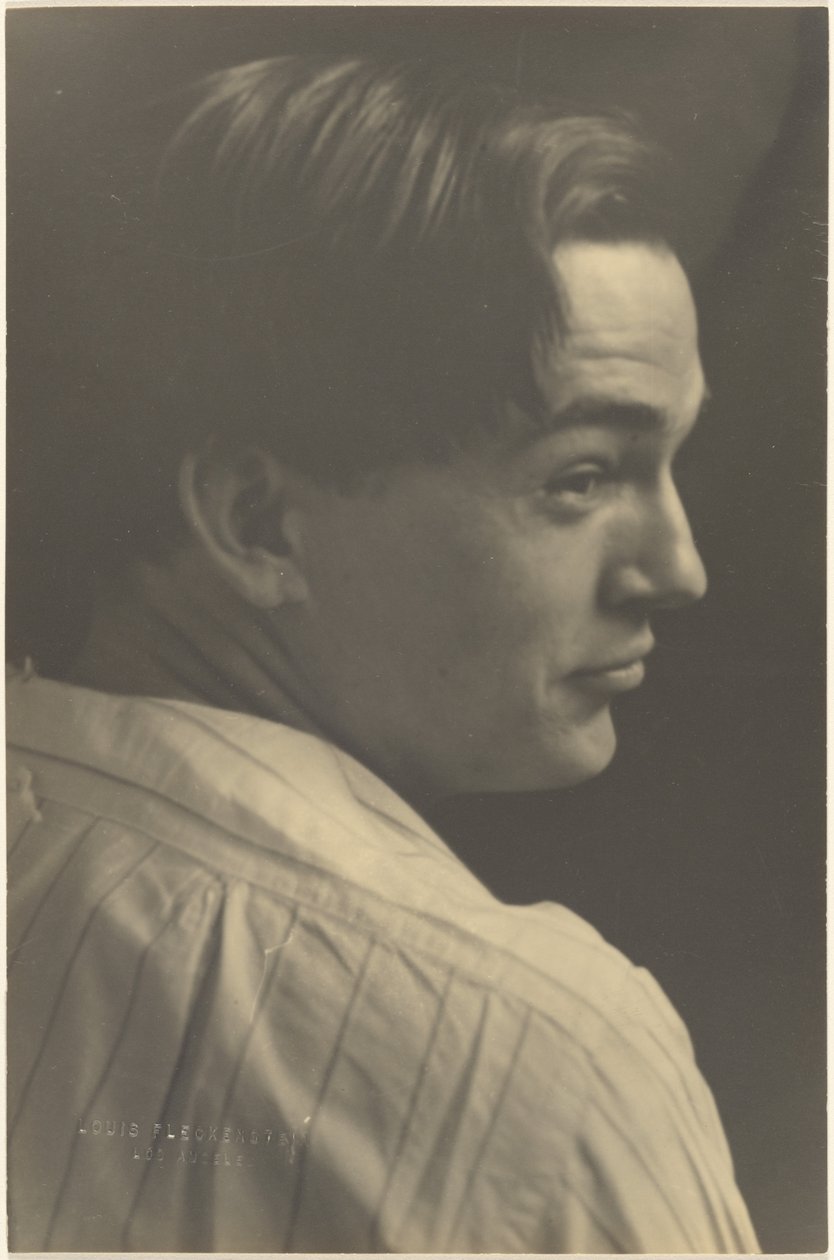 [Portrett av en ung mann i stripete skjorte] av Louis Fleckenstein