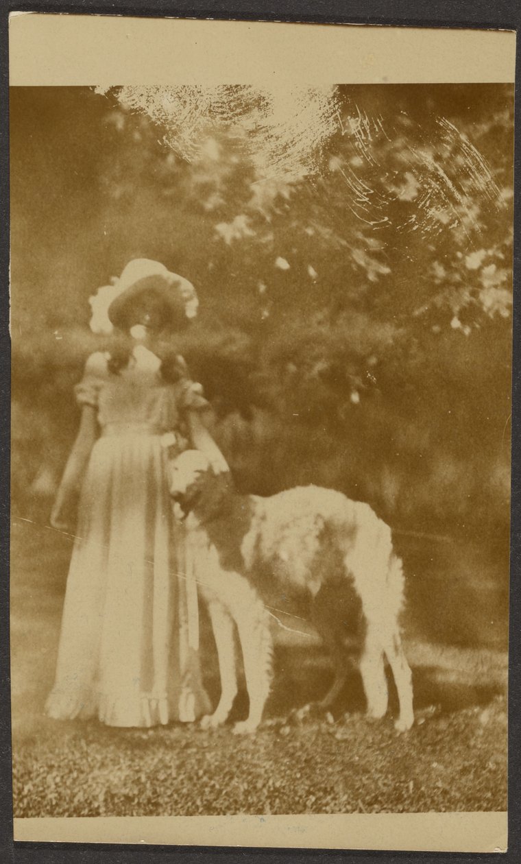 Kvinne og hund av Louis Fleckenstein