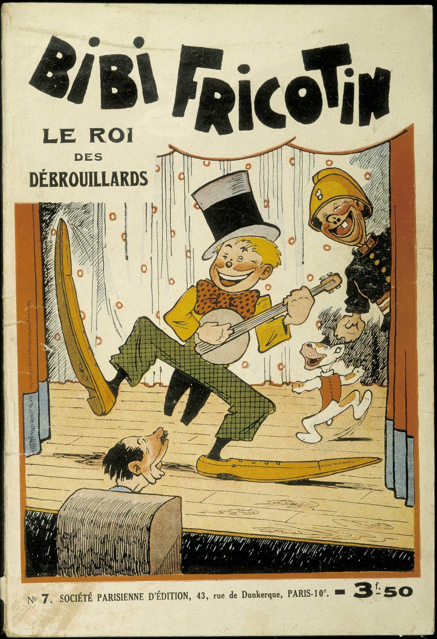 Bibi Fricotin, kongen av hustlers (spiller banjo på scenen) - cover av nr. 7. Av Louis Forton (1879-1934) av Louis Forton