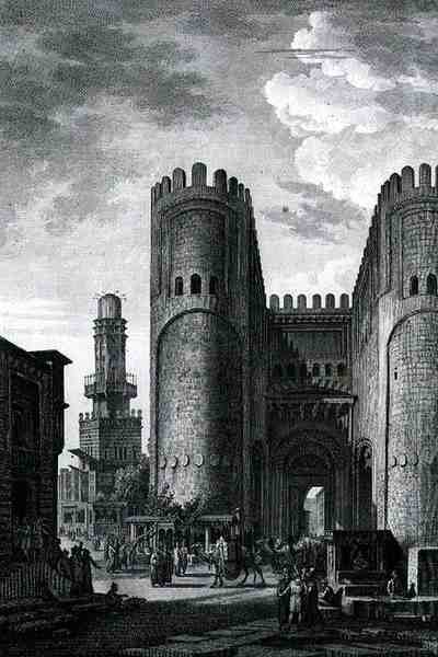 Bab El-Futuh (Gate of Victories) gravert av Pierre Nicolas Ransonette (1745-1810) fra bind III av 