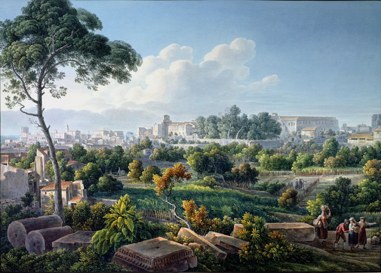 Utsikt over Esquiline Hill, Roma, ca. 1800 av Louis Francois Cassas