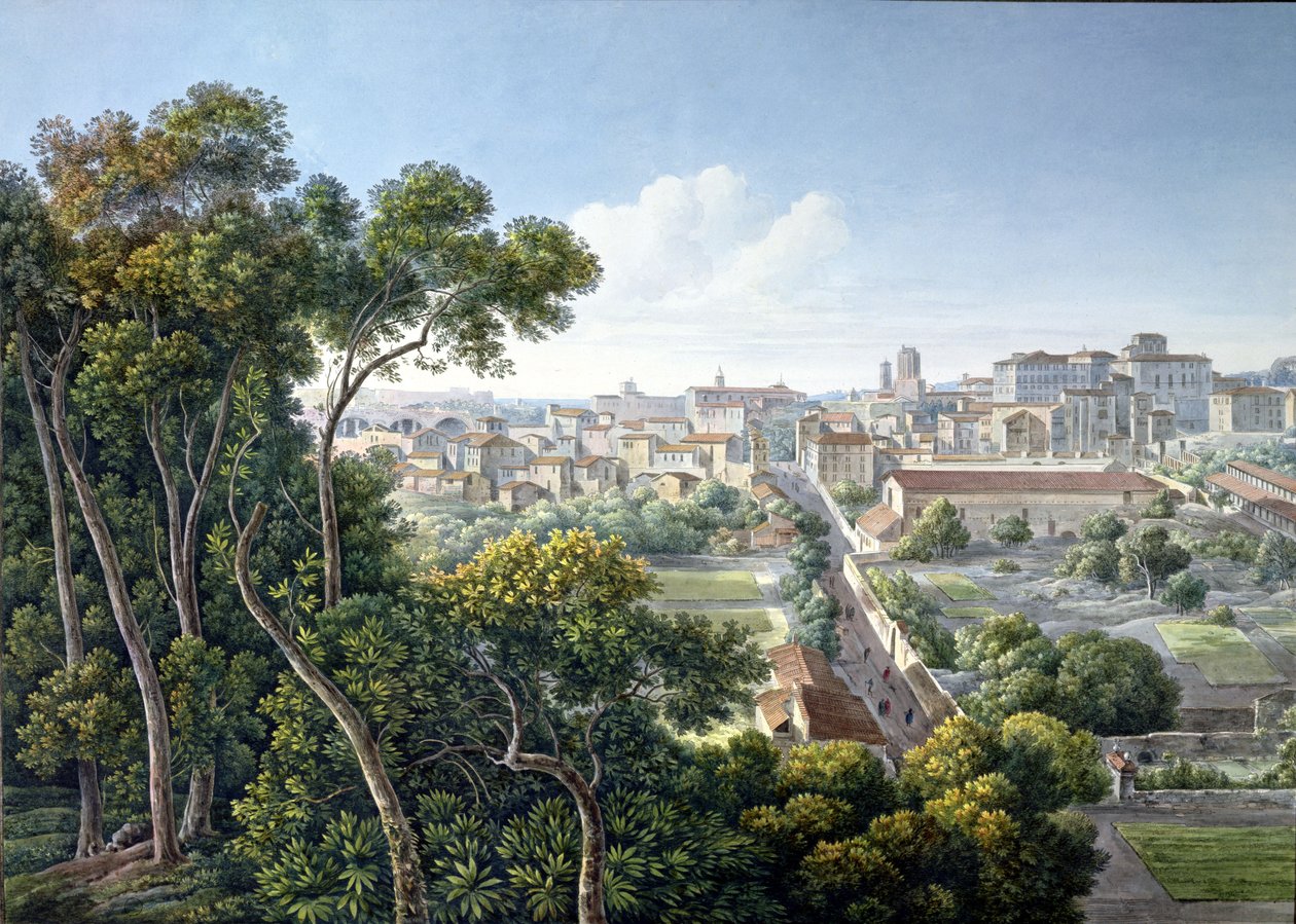 Utsikt over Viminale-høyden, Roma, ca. 1800 av Louis Francois Cassas