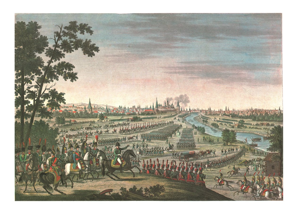 Franskmennenes inntog i Moskva, 14. september 1812, c1850 av Louis Francois Couche