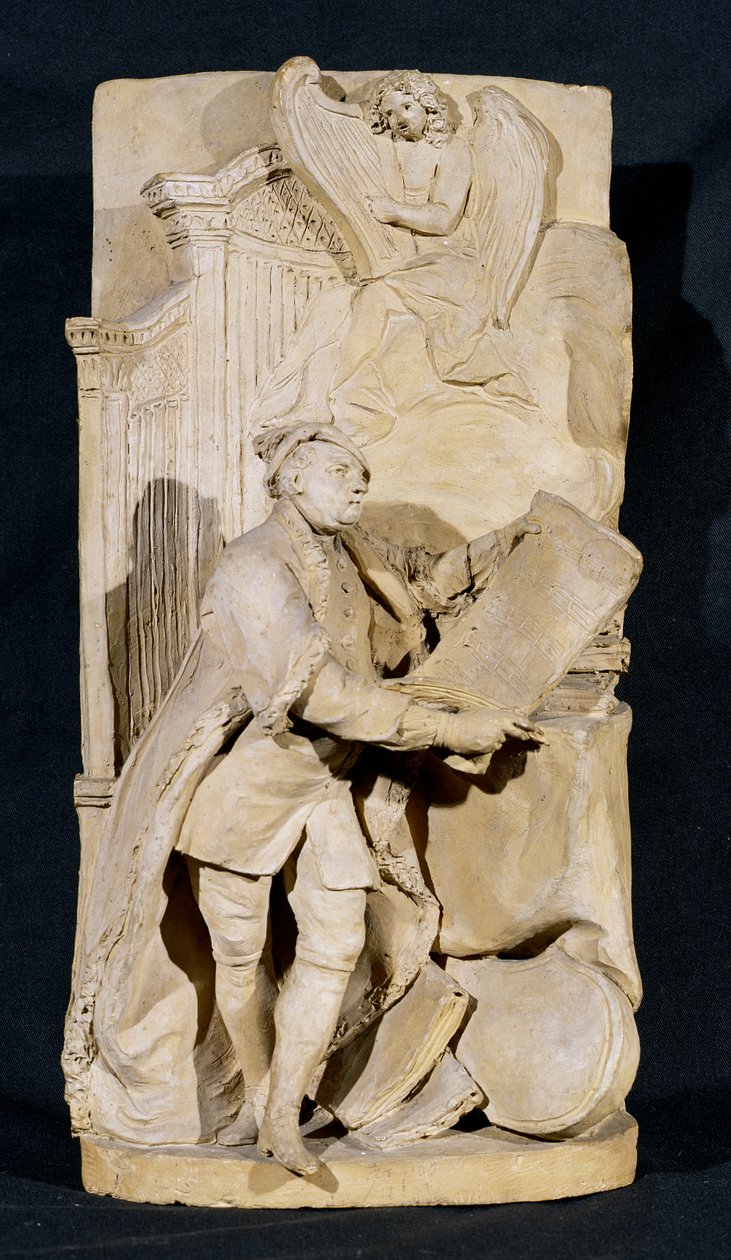 Modell for monumentet til George Frederick Handel (1685-1759) i Westminster Abbey, ca. 1760 (terrakotta) av Louis Francois Roubillac