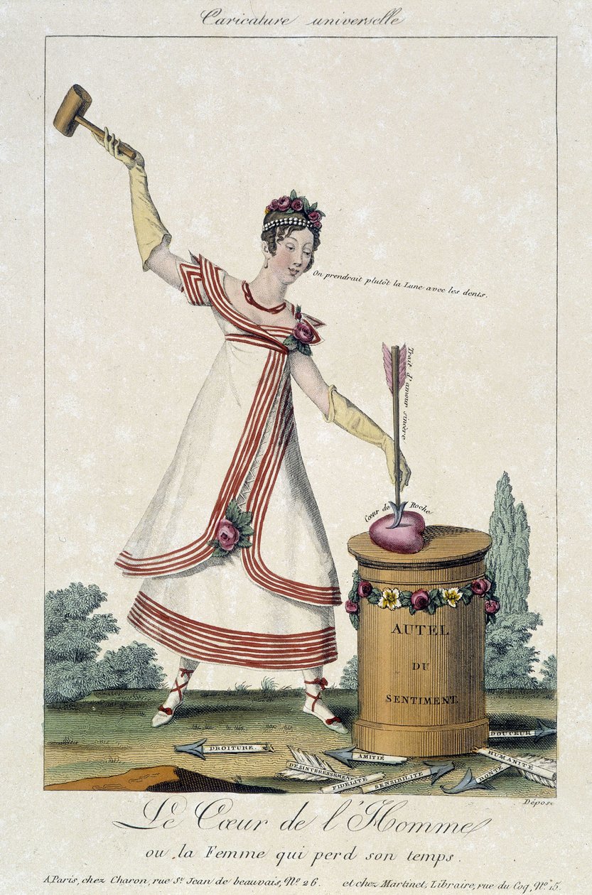 Tegneserie om kjærlighet: "Hjertet til mannen eller kvinnen som mister tiden sin" - Carnavalet av Louis François Charon