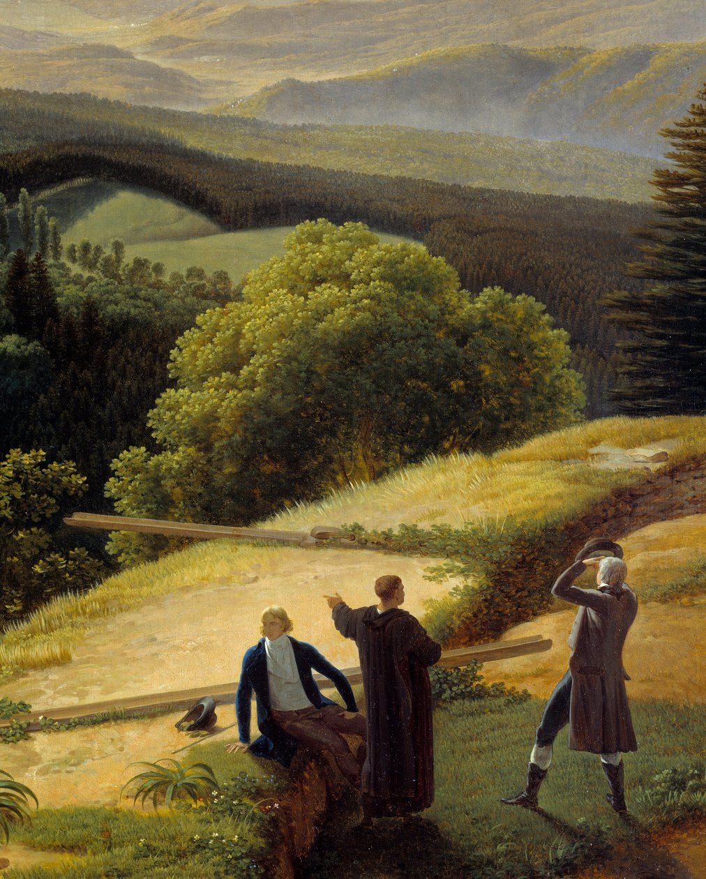 Tre reisende i et landskap av Louis Gauffier