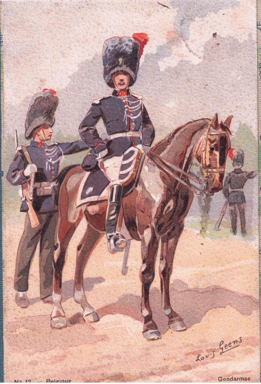 Gendarmer, postkort, 1920-tallet av Louis Geens