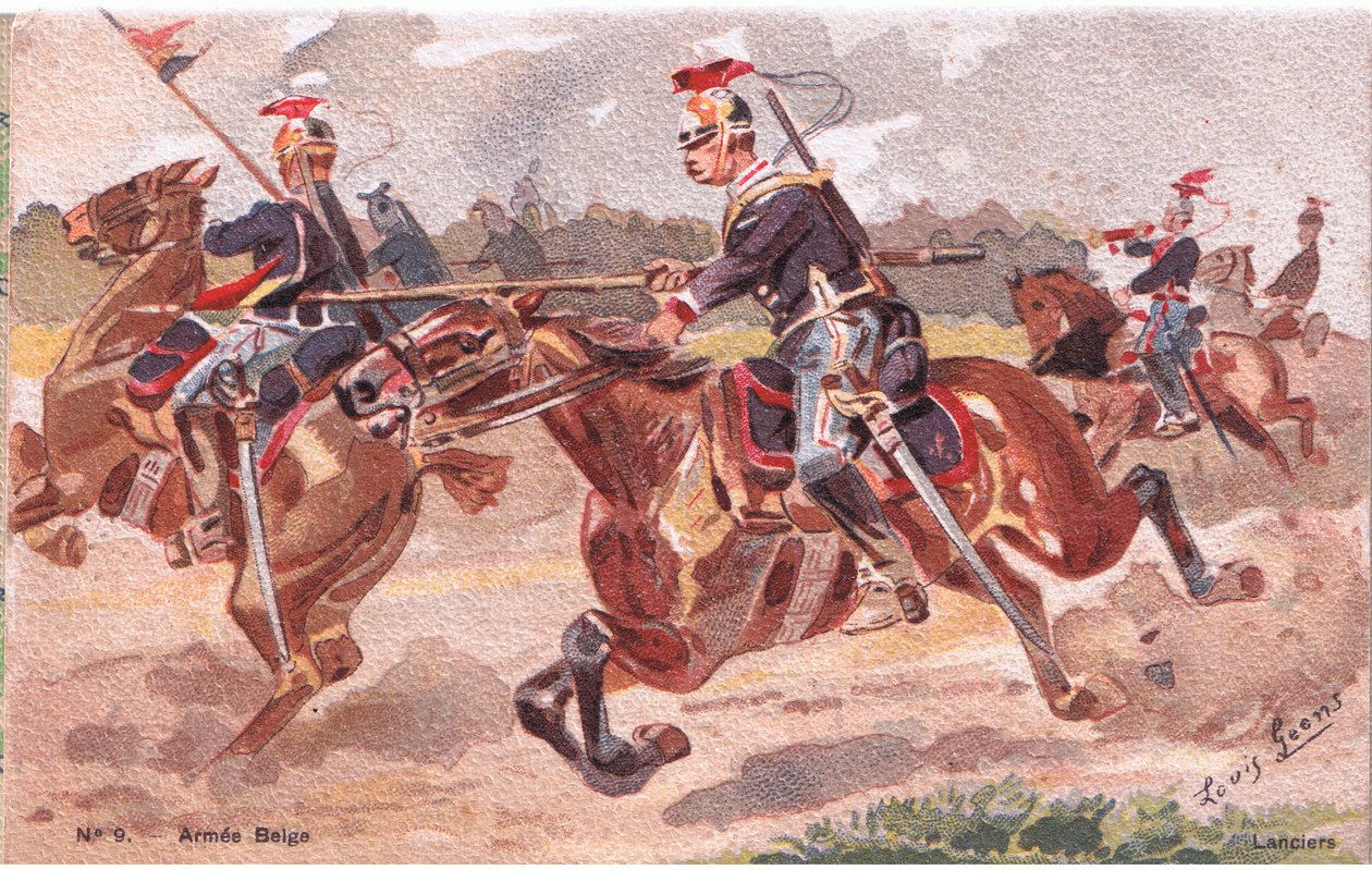 Lanciers, postkort, 1920-tallet av Louis Geens