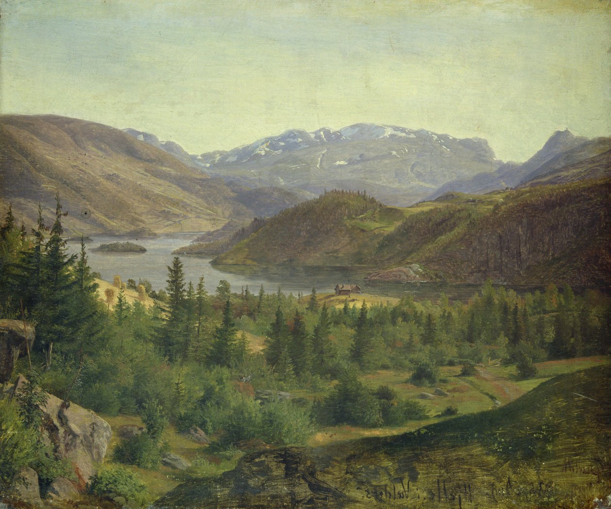 Hjelle i Valders Flisfjord, 1835 av Louis Gurlitt