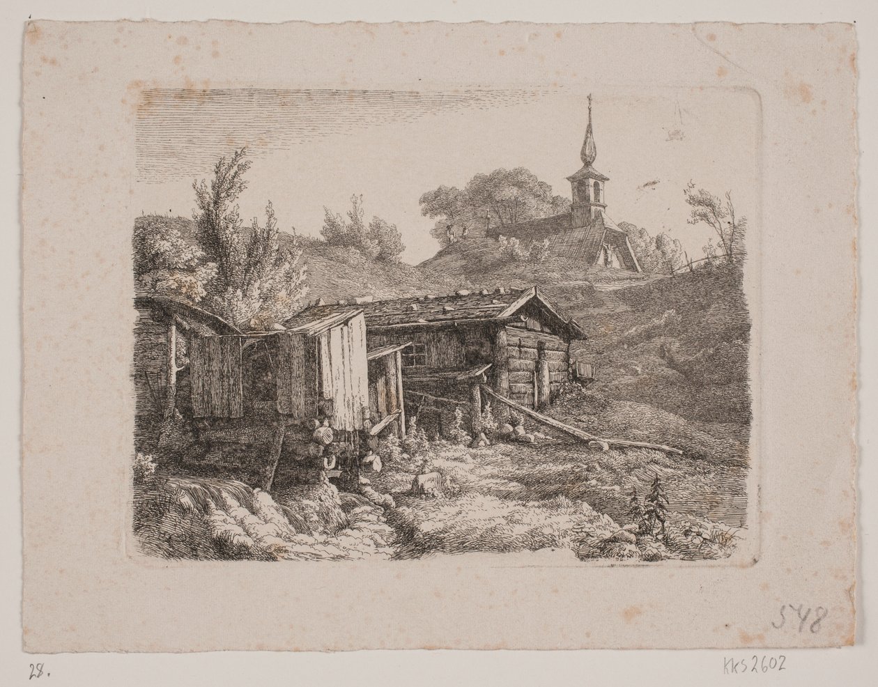 Landskap med vannmølle av Louis Gurlitt