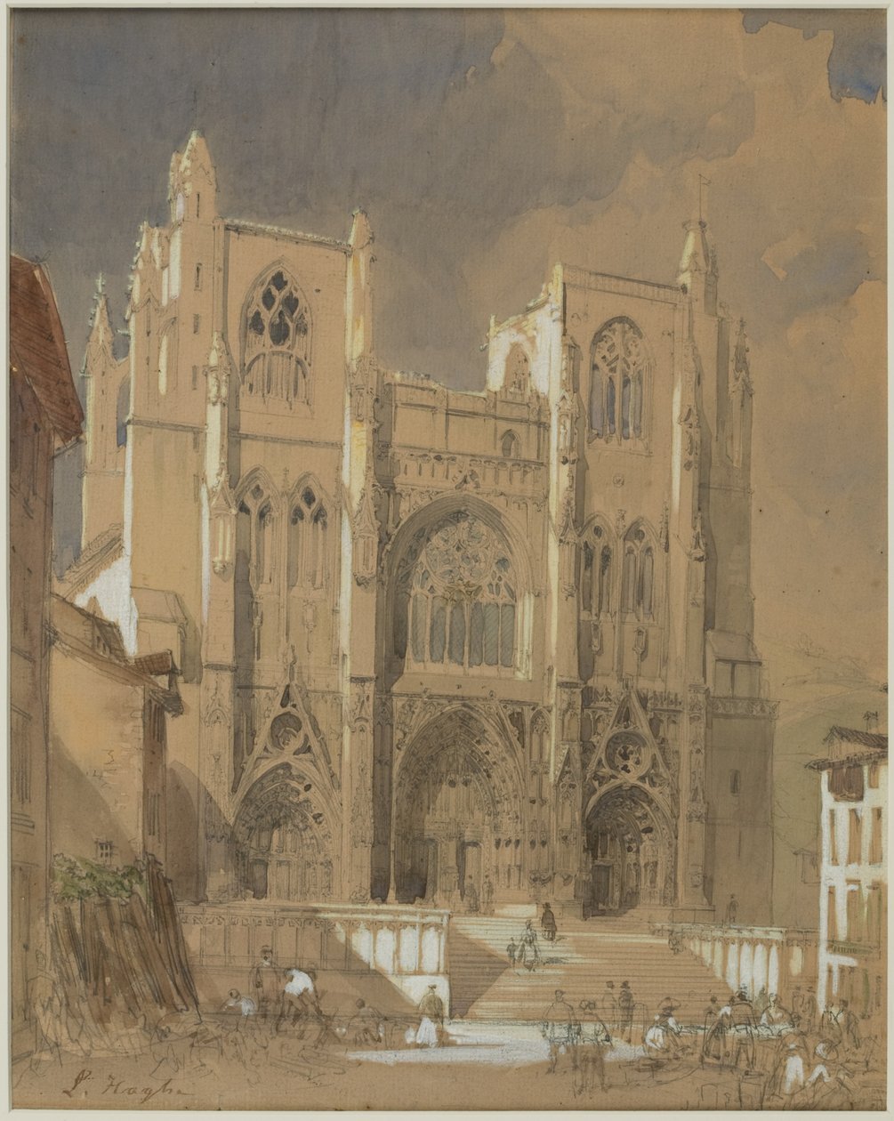Cathedral of St Maurice, Vienne (blekk og blyant og akvarell på papir) av Louis Haghe
