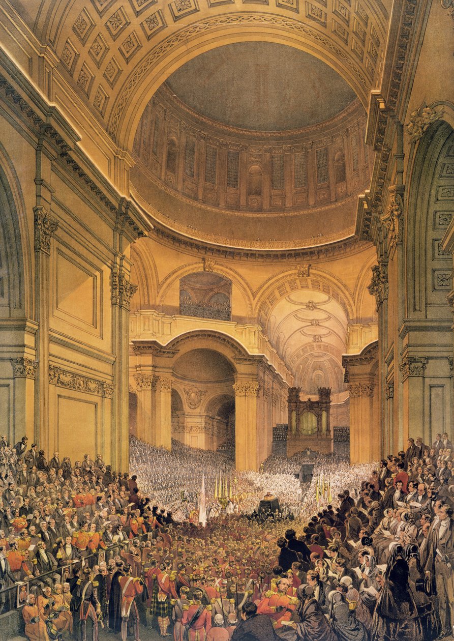 Duke of Wellingtons begravelse i St. Paul's Cathedral, 1852 av Louis Haghe