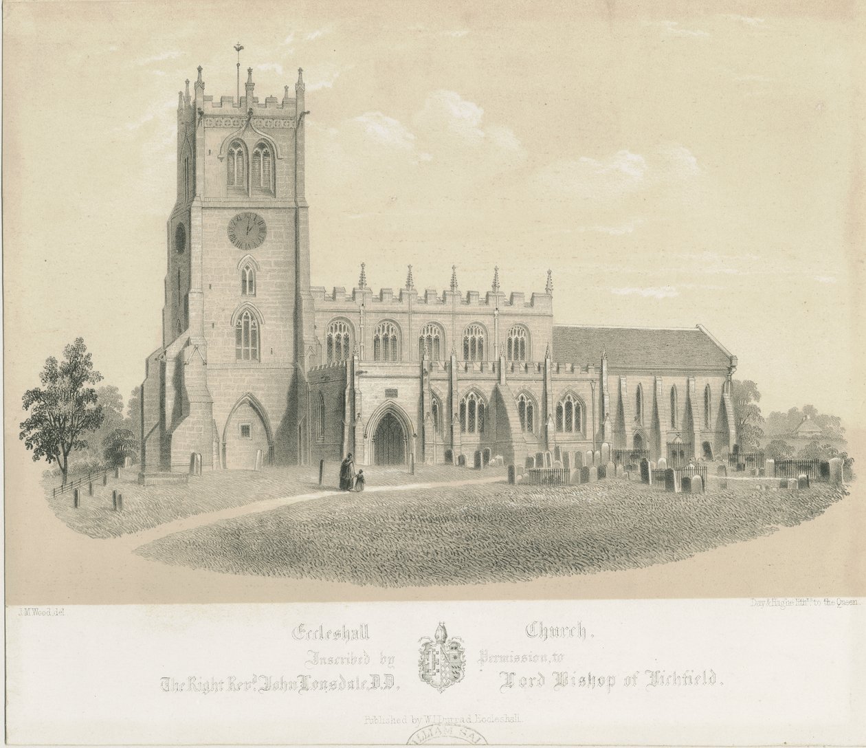 Eccleshall Church: litografi, nd [c 1840] (trykk) av Louis Haghe