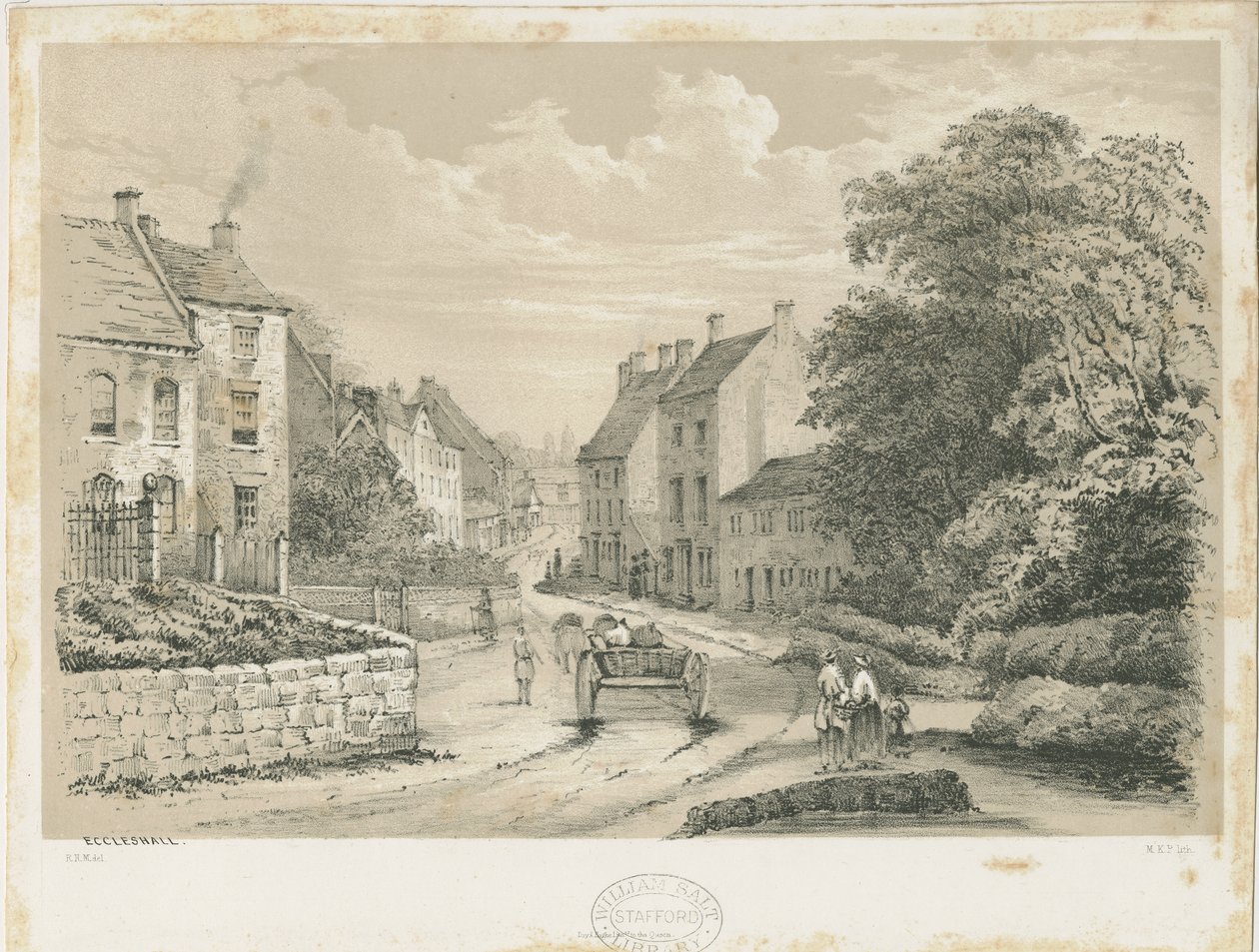 Eccleshall Village: litografi av Louis Haghe
