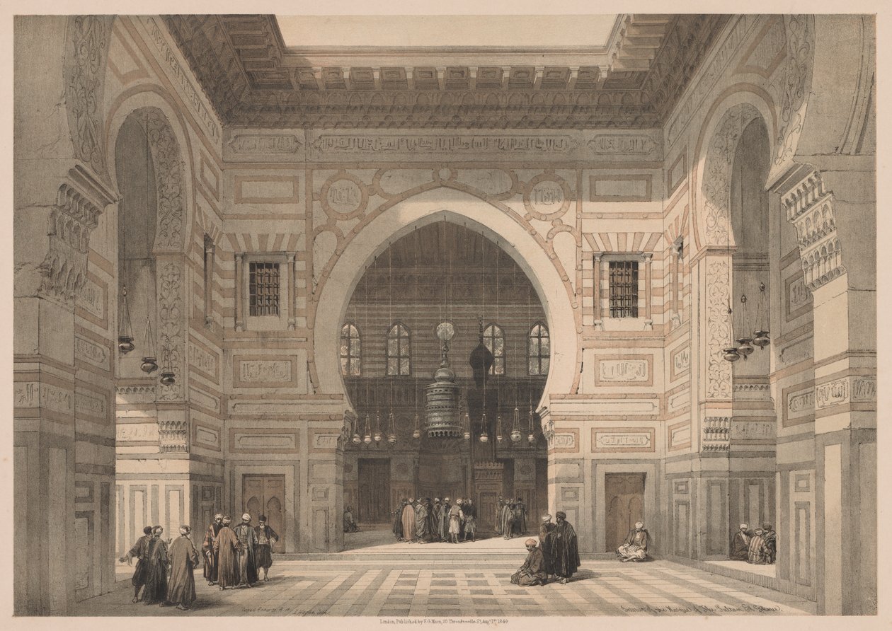 Egypt og Nubia: Bind III - nr. 36, Interiør av moskeen til Sultan El Ghoree, 1838. av Louis Haghe