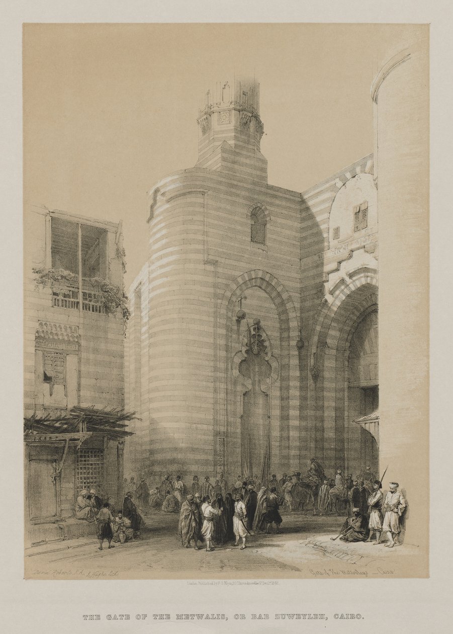 Egypt og Nubia, bind III: Gate of the Metwaleys, Kairo, 1848. av Louis Haghe