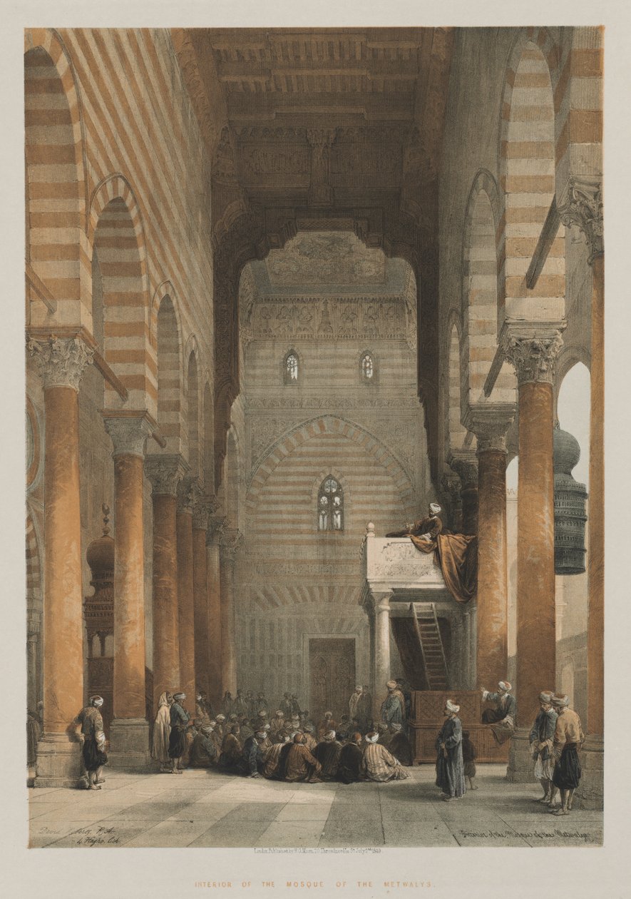 Egypt og Nubia, bind III: Interiør av Metwalys-moskeen, 1849. av Louis Haghe